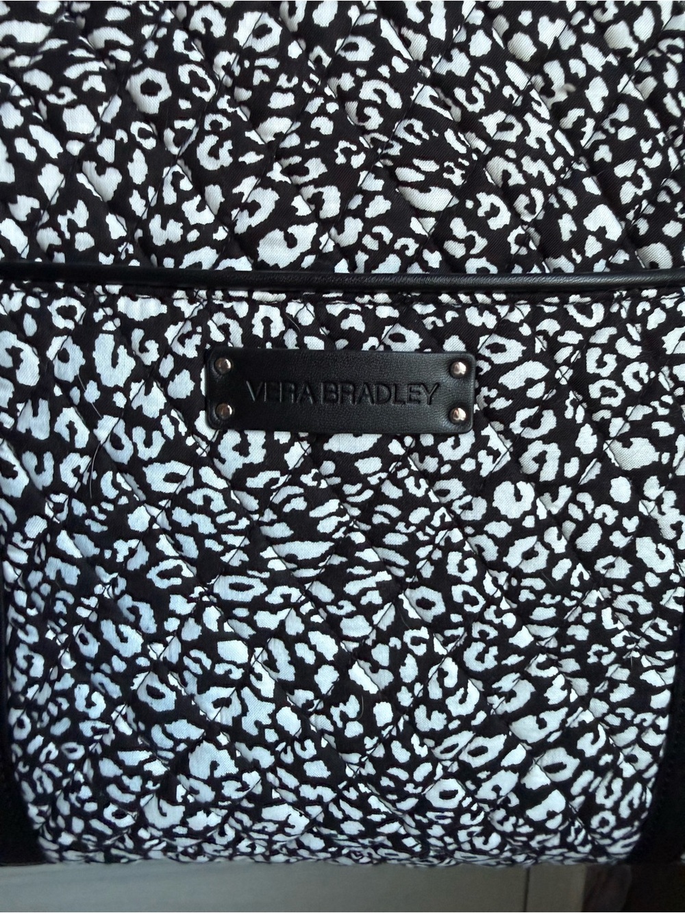 Vera Bradley Camocat Black and White Leopard Print Padded Laptop Tote Bag - Picture 2 of 5